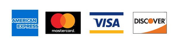 American Express, Mastercard, Visa, Discover logos